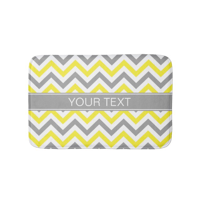 Tapis De Bain Yellow Dk Gray White LG Chevron Gray Nom Monogram (Devant)
