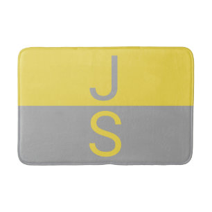 Tapis De Bain Yellow & Grey Modern Initials monogram