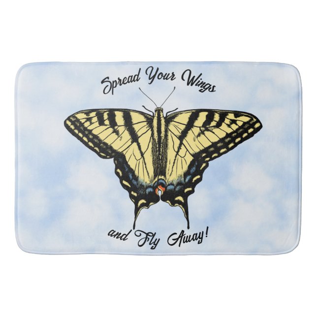 Tapis De Bain Yellow Swallowtail Butterfly Blue Sky Personalized (Devant)