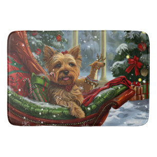 Tapis De Bain Yorkshire Terrier Chien Fête de Noël