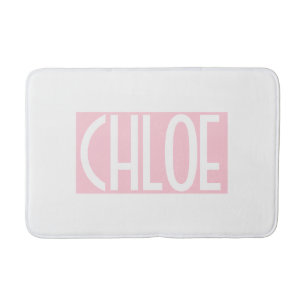 Tapis De Bain Your   Bold White Text on Light Pink