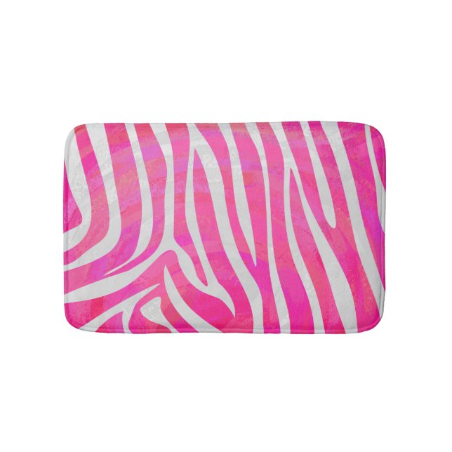 Tapis De Bain Zebra Hot Pink et White Print (Devant)