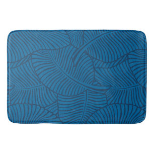 Tapis De Bain Zebra Palm Hawaiian Tropical Denim Blue