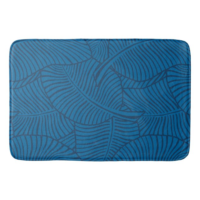 Tapis De Bain Zebra Palm Hawaiian Tropical Denim Blue (Devant)