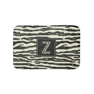 Tapis De Bain Zebra Striped Poster de animal Motif Monogramme