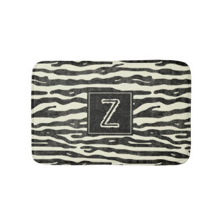 Tapis De Bain Zebra Striped Poster de animal Motif Monogramme
