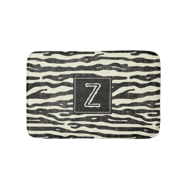 Tapis De Bain Zebra Striped Poster de animal Motif Monogramme (Devant)