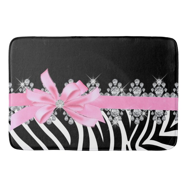 Tapis De Bain Zèbre de Delilah de diamant (rose) (Devant)