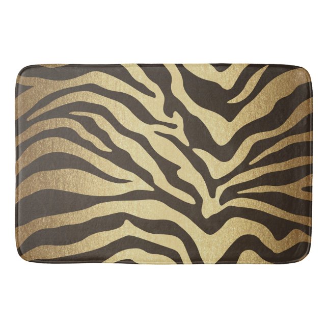 Tapis De Bain Zèbre Imprimer Peaux d'animal Peau Moderne Glam Or (Devant)