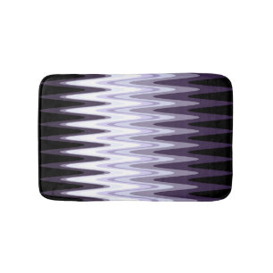 Tapis De Bain Zig Zag noir blanc gris foncé violet Motif beige