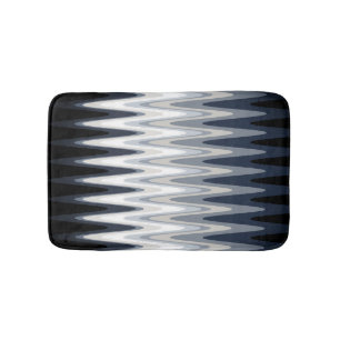 Tapis De Bain Zig Zag noir blanc gris marine bleu beige Motif