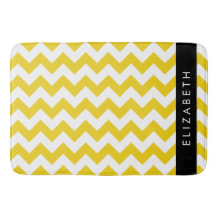 Tapis De Bain Zigzag Jaune, Chevron Jaune, Votre Nom