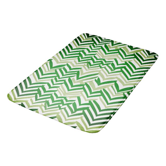 Tapis De Bain ZigZag vert et blanc (Angle)