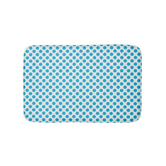 Tapis De Bain Zones bleues turquoises sur fond blanc (Devant)