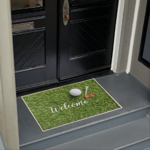 Tapis de bienvenue de golf avec amour sur herbe ve