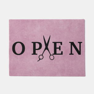 Tapis de bienvenue Ouvert Salon de coiffure Ciseau
