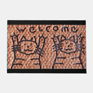 Tapis de bienvenue Paire de chats amicaux