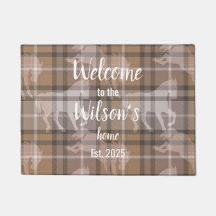 Tapis de bienvenue personnalisé en tartan équestre