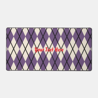 Tapis de bureau à carreaux Argyle avec texte perso