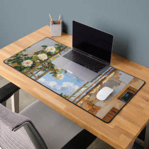 Tapis de bureau à fenêtre Rose blanche