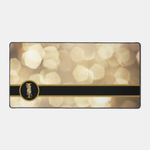 Tapis de bureau à monogramme noir et or chic