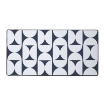 Tapis de bureau à motif arqué Navy & Blanc Retro |