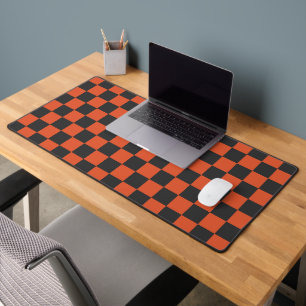 Tapis de bureau à motif damier noir et vert acide