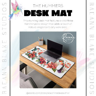 Tapis de bureau à motif Trois Colibris