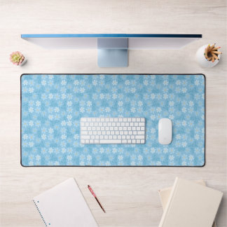 Tapis de bureau à pétales de fleurs bleues mignon