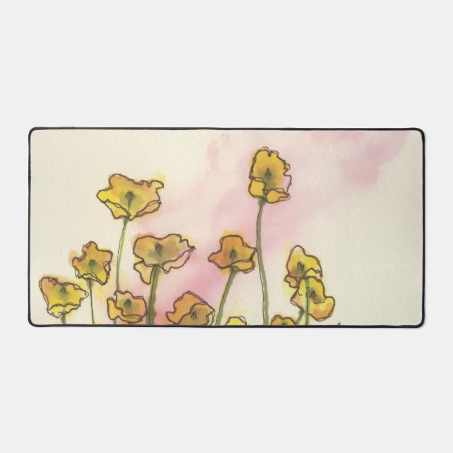 Tapis de bureau avec poppies jaunes (Recto)