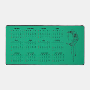 Tapis de bureau calendrier 2026 - Lune céleste et