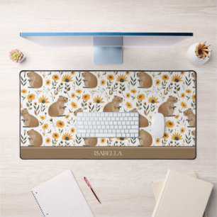 Tapis de bureau capybara floral