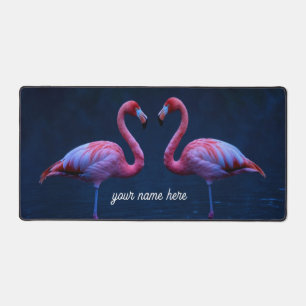 Tapis de bureau couple flamant rose personnalisé
