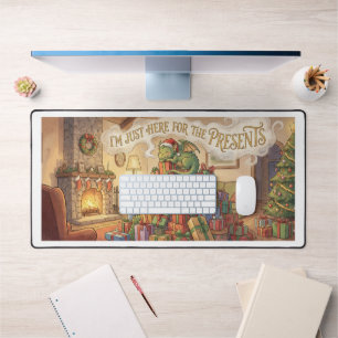 Tapis de bureau de Noël – Drôle de dragon et cadea