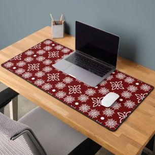 Tapis de bureau élégant en burgundy à motif de flo