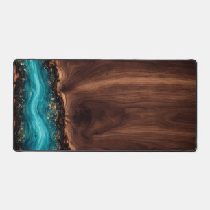 Tapis de bureau en bois de noyer luxueux et résine