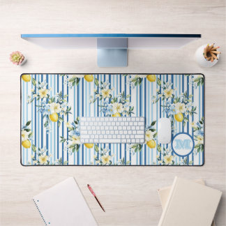 Tapis de bureau en citron floral monogramme sur me