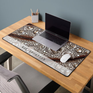 Tapis de bureau en faux cuir personnalisé avec str