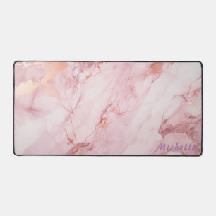 Tapis de bureau en marbre doré Rose personnalisé
