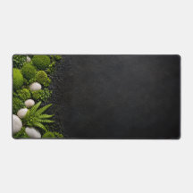 Tapis de bureau en pierre et sol de forêt moussue