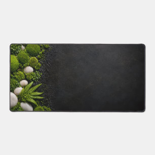 Tapis de bureau en pierre et sol de forêt moussue 