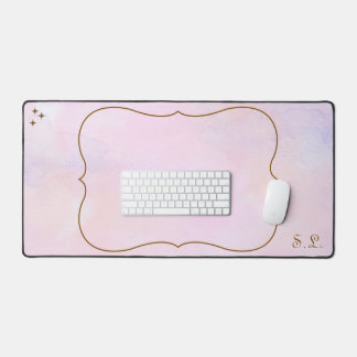 Tapis de bureau fantaisiste à aquarelle rose avec