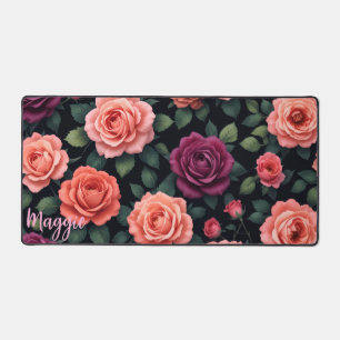 Tapis de bureau floral personnalisé avec nom   Est