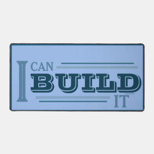 Tapis de bureau « Je peux le construire » (bleu)