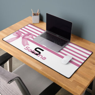 Tapis de bureau jolies rayures rose aquarelle