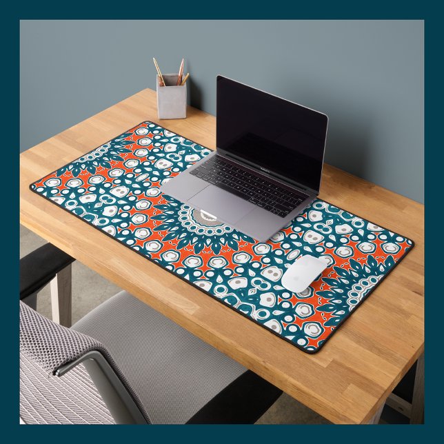 Tapis de Bureau Mandala Bold Sarcelle Corail (Créateur téléchargé)