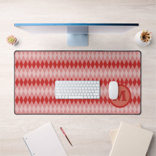 Tapis de bureau - Motif Jacquard en rouge avec Mon