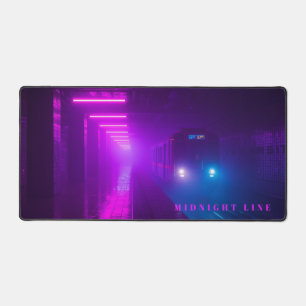 Tapis de bureau Neon Metro Synthwave – Rétro Futur
