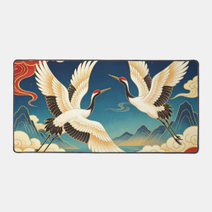 Tapis de bureau oriental grand Grue couronnée roug