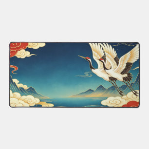 Tapis de bureau oriental grande Grue couronnée rou